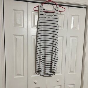 a new day White Top with Navy Stripes